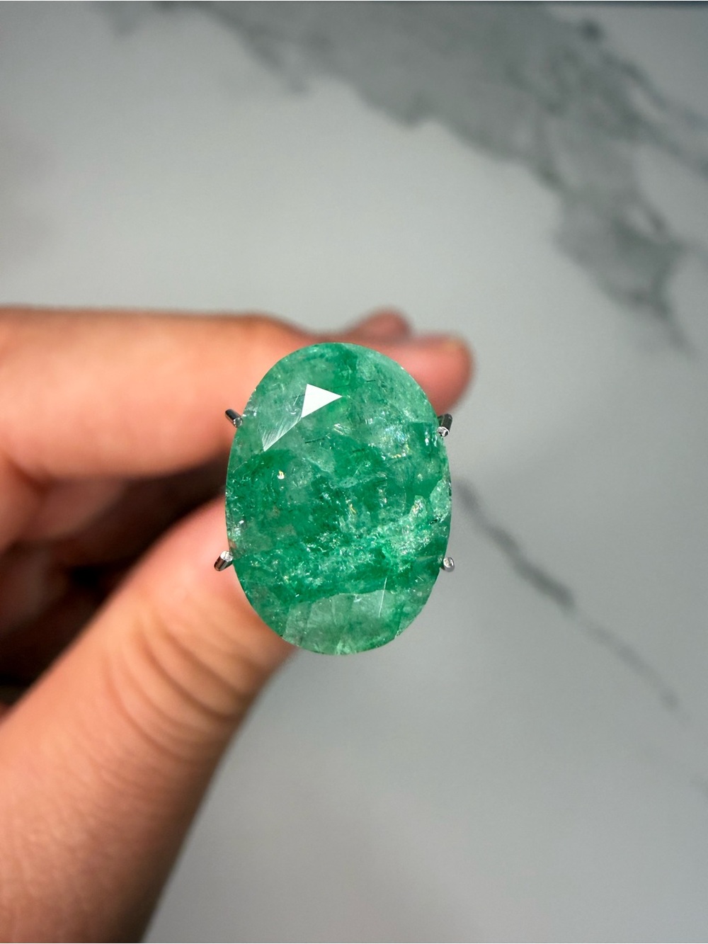 7.25CT Oval Cut Color Enhanced Green Beryl